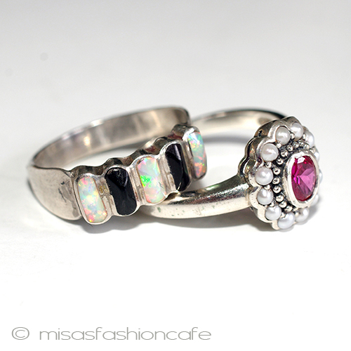 （画像用） 天然石オパール・オニキス スターリング　銀製リング