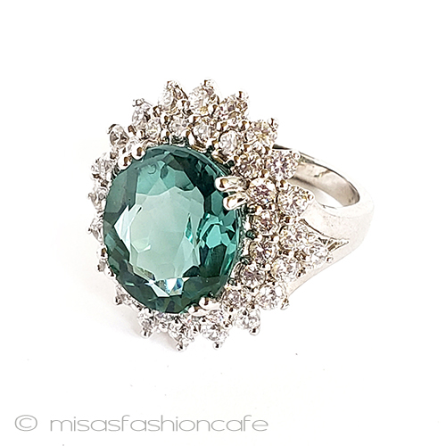 （画像用） アクアマリン＆サファイア スターリング刻印　リング