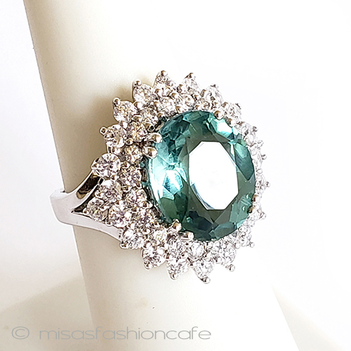 （画像用） アクアマリン＆サファイア スターリング刻印　リング