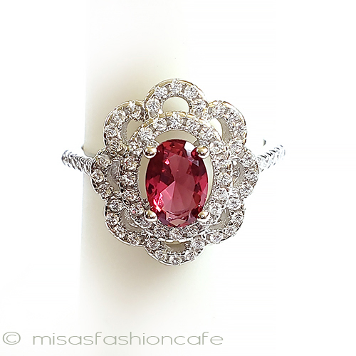 （画像用） ルビー＆ホワイトトパーズ スターリング刻印リング