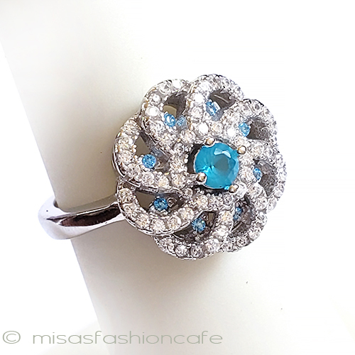 （画像用） アクアマリン＆トパーズ スターリング刻印リング