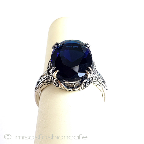 （画像用） サファイア　花　リング スターリングシルバー刻印