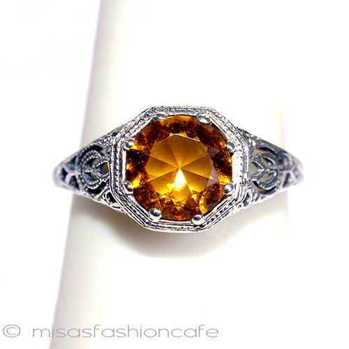 （画像用） シトリン・リング銀製指輪　 スターリング925刻印