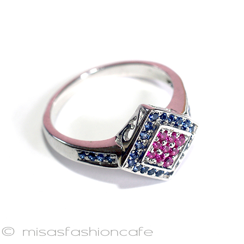 （画像用） 天然石ルビー＆サファイヤ スターリング刻印リング