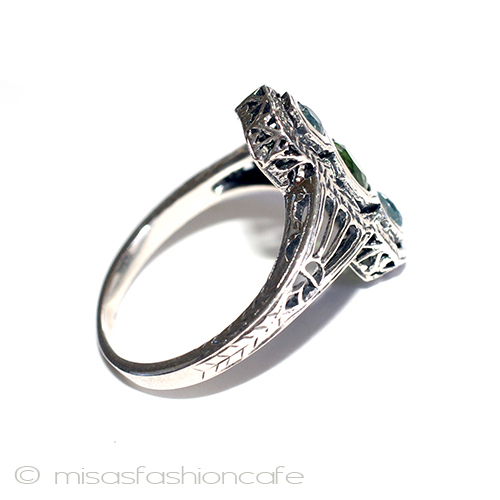 （画像用） アクアマリン&ペリドット指輪 スターリングシルバー刻印