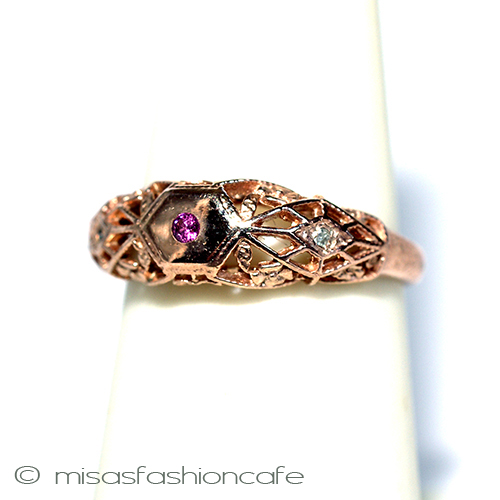 （画像用） 天然ルビー＆ダイヤモンド ローズゴールド925リング