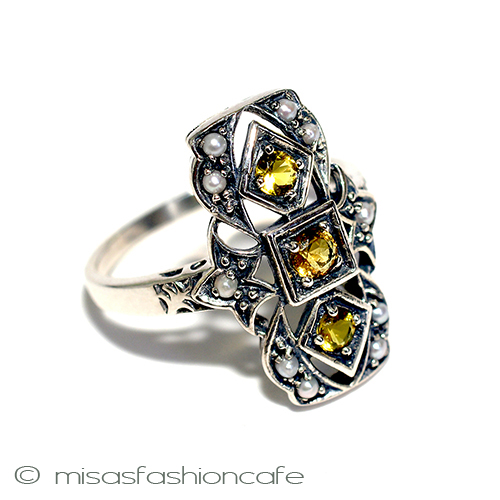 （画像用） シトリン真珠　リング スターリングシルバー