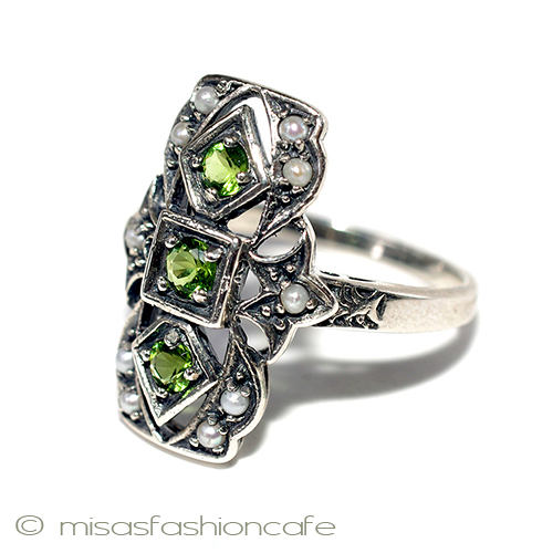 （画像用） ペリドット真珠　リング シルバー925銀製リング