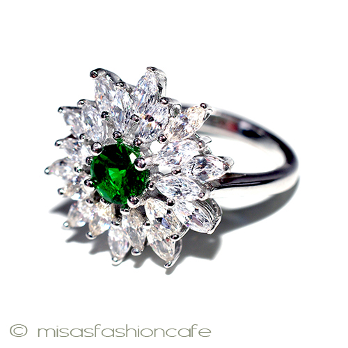 （画像用） エメラルド＆トパーズ スターリング刻印リング