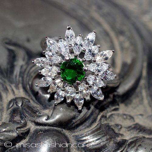 （画像用） エメラルド＆トパーズ スターリング刻印リング