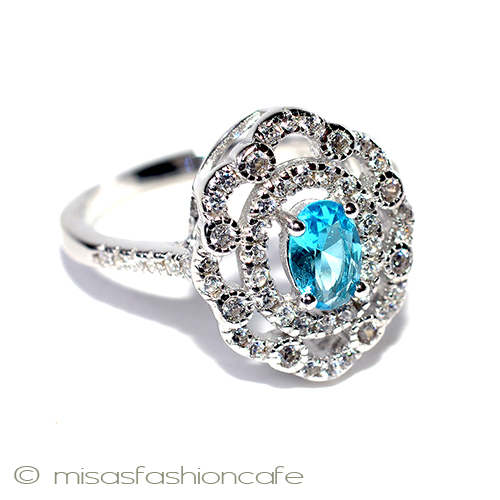 （画像用） アクアマリン＆トパーズ スターリング天然石リング