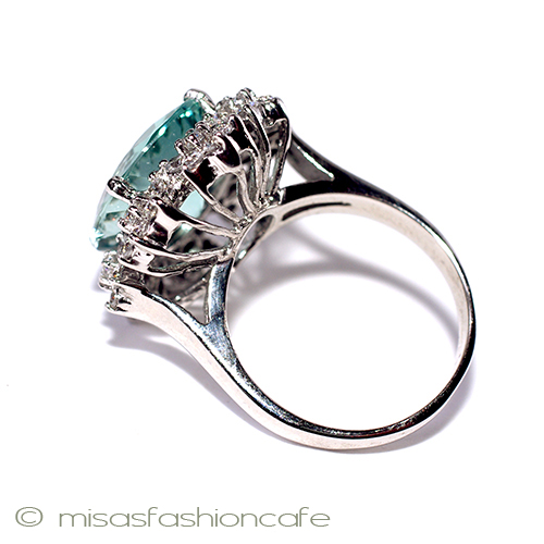 （画像用） アクアマリン＆サファイア スターリング刻印リング