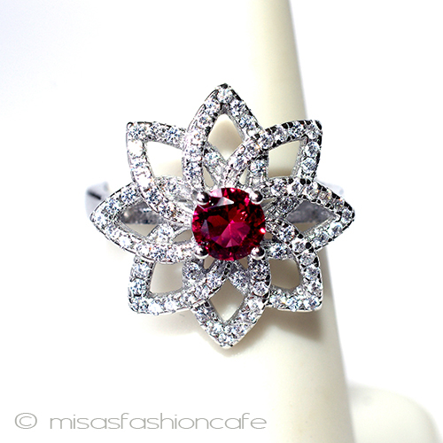 （画像用） ルビー＆ホワイトトパーズ スターリング刻印リング