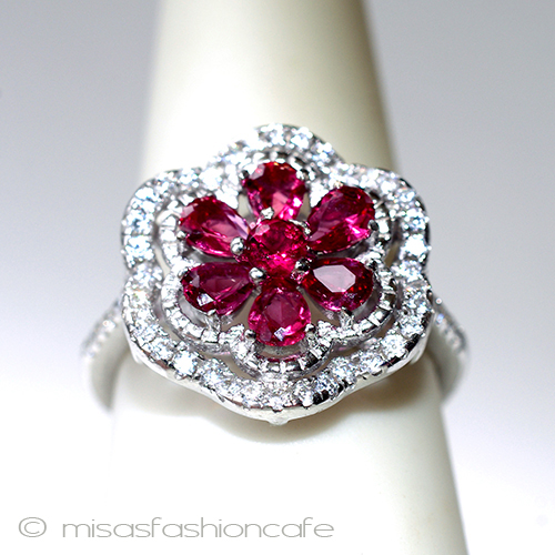 （画像用） ルビー＆ホワイトトパーズ スターリング刻印リング