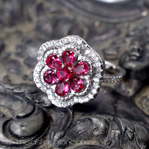 （画像用） ルビー＆ホワイトトパーズ スターリング刻印リング