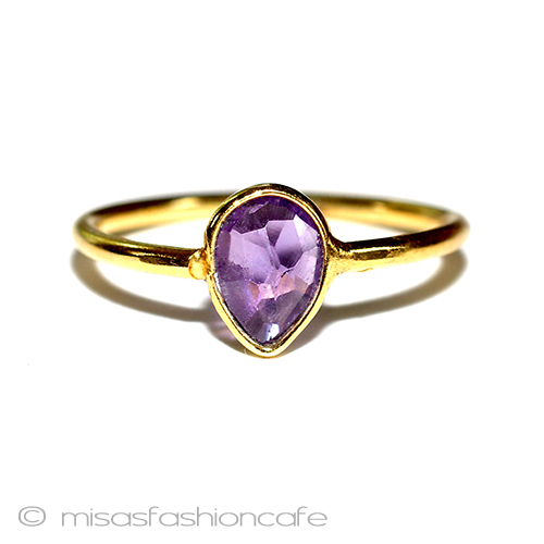 （画像用） 天然石アメジスト　リング 14Kイエローゴールド　925
