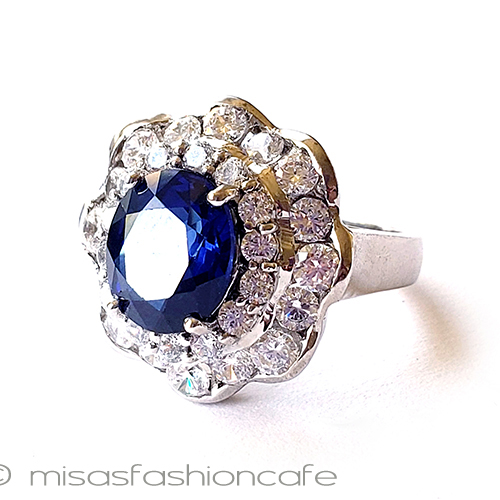 （画像用） アンティークジュエリー サファイア 銀製リング