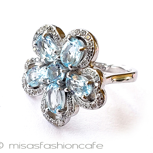 （画像用） ブルートパーズ花リング スターリング925　指輪