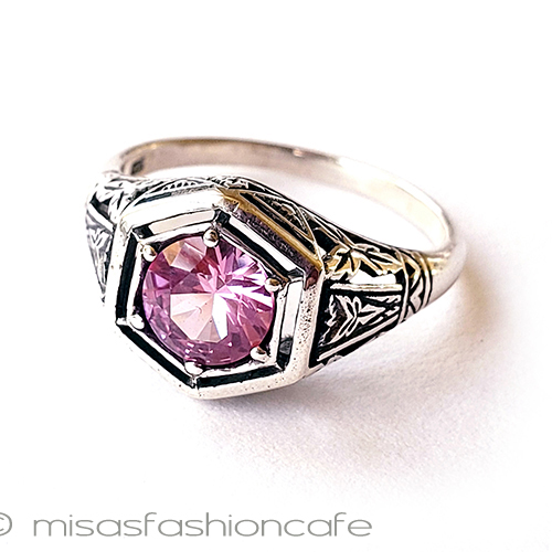 （画像用） アンティーク銀製リング ピンクサファイア　指輪