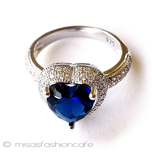 （画像用） ハート型サファイアの指輪 スターリング925リング