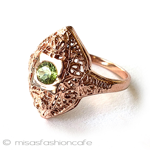 （画像用） アンティークリング　指輪 天然石14kローズゴールド