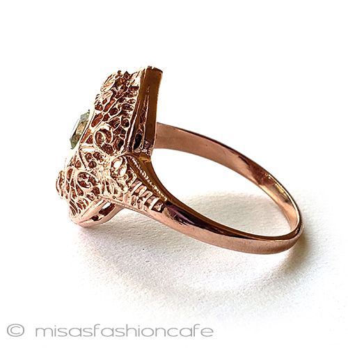 （画像用） アンティークリング　指輪 天然石14kローズゴールド