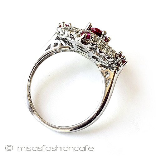 （画像用） ルビー　フローラル スターリング925リング