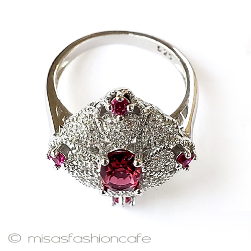 （画像用） ルビー　フローラル スターリング925リング