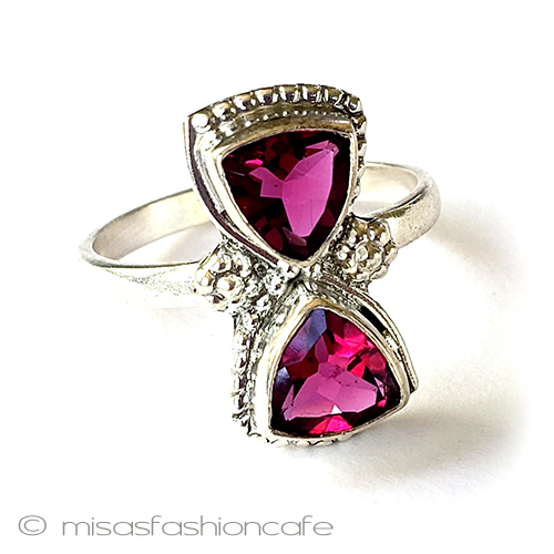 （画像用） アンティークリング 天然石トルマリン　花