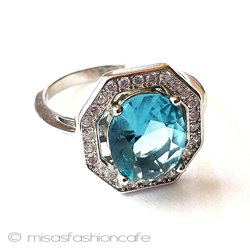 （画像用） アクアマリン　銀製指輪 スターリング925リング