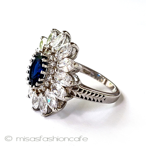 （画像用） サファイアフラワー　指輪 スターリング925 リング