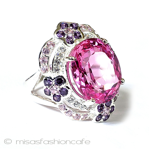 （画像用） トルマリン・フラワー指輪 スターリング925　銀製