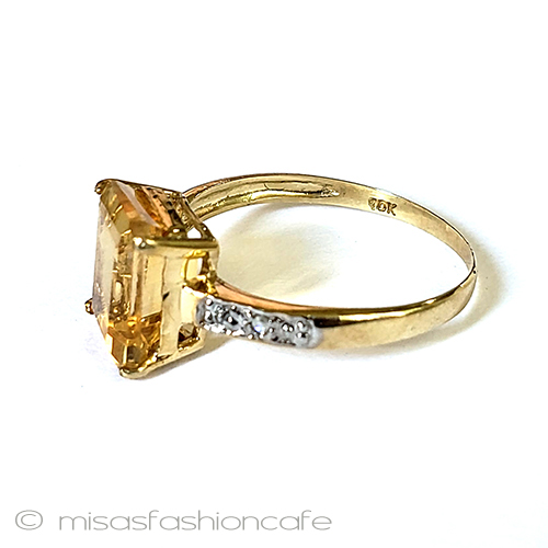 （画像用） シトリン＆ダイヤモンド指輪 10金10Kイエローゴールド