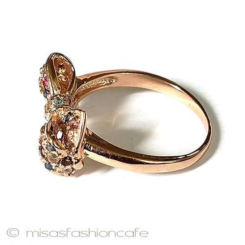 （画像用） 天然石サファイアのリボン 14kRoseゴールド925指輪