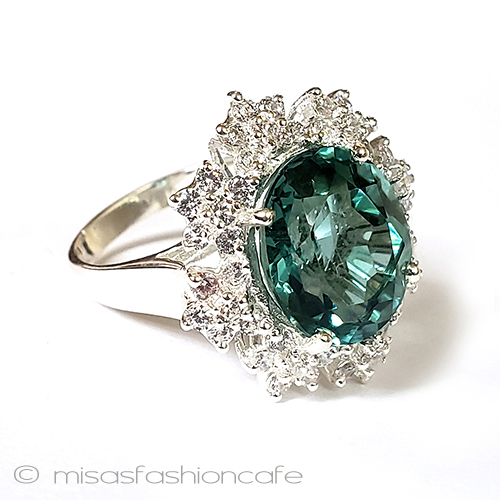 （画像用） アクアマリンの花リング スターリング925指輪