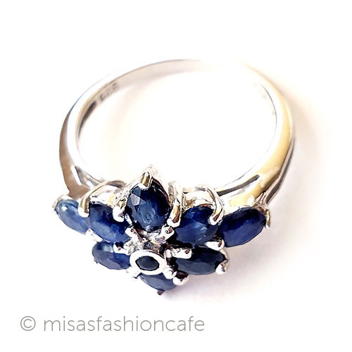 （画像用） 天然石サファイアのお花 アンティークリング指輪
