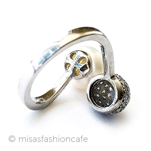 （画像用） 真珠パール＆トパーズ指輪 スターリング刻印リング