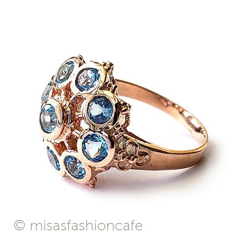 （画像用） 天然石トパーズの花リング 14kRoseゴールド925指輪