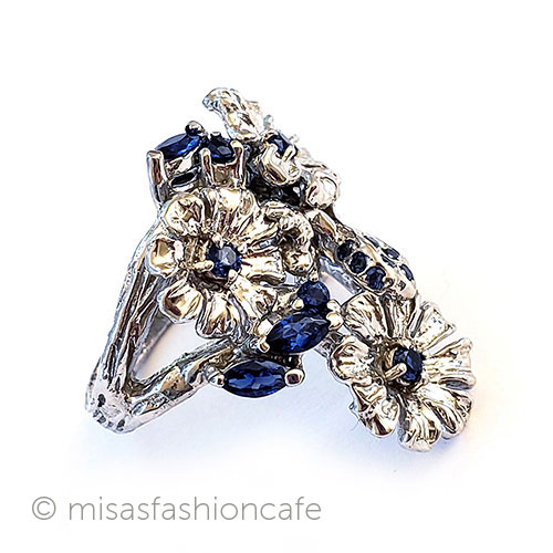 （画像用） 天然石サファイアのお花 アンティークリング指輪