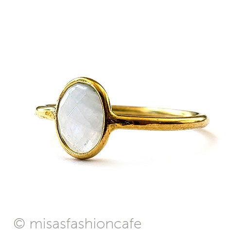 （画像用） 天然石ムーンストーン指輪 14Kイエローゴールド925