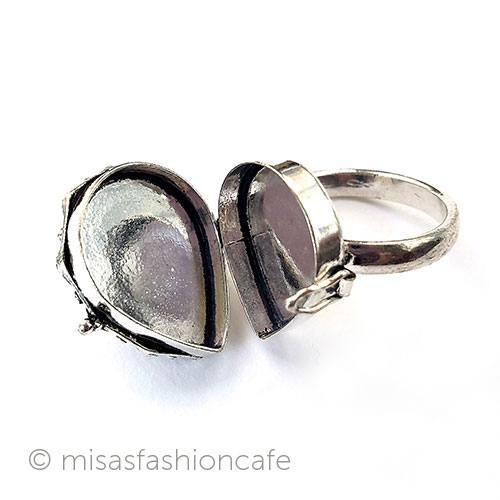 （画像用） 天然石ムーンストーン指輪 ロケット ピルBOXリング