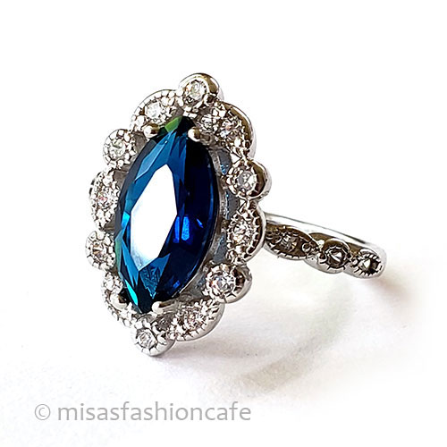 （画像用） サファイア＆ホワイトトパーズ スターリングシルバー925指輪