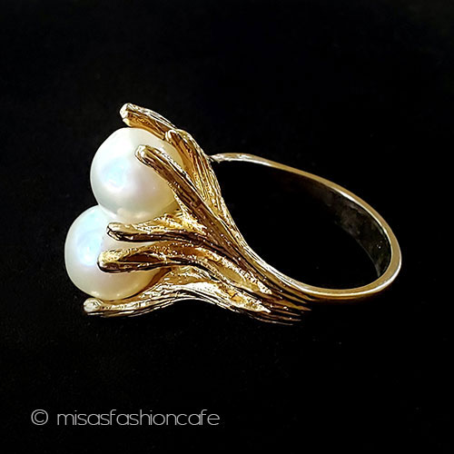 （画像用） アンティークリング 真珠 金の枝木　指輪