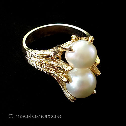 （画像用） アンティークリング 真珠 金の枝木　指輪