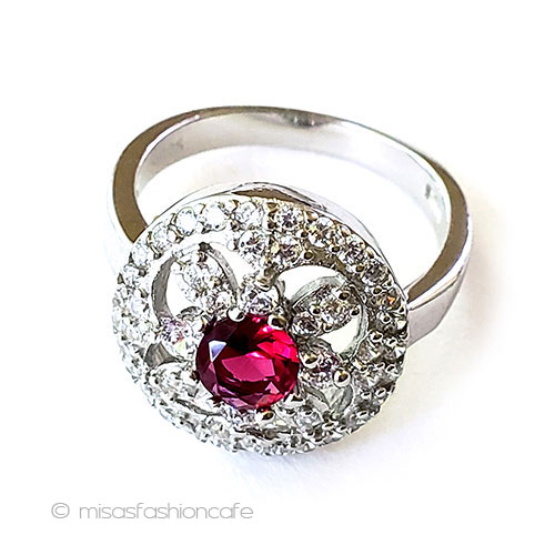 （画像用） ルビー＆ホワイトトパーズ スターリングシルバー指輪