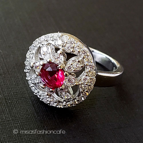 （画像用） ルビー＆ホワイトトパーズ スターリングシルバー指輪