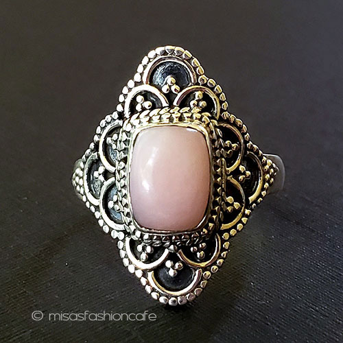 （画像用） 天然石オパールお花リング スターリングシルバー925