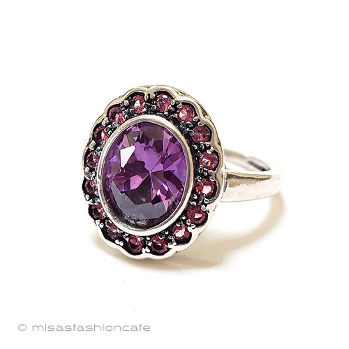 （画像用） アメジスト銀製925指輪 スターリング刻印リング