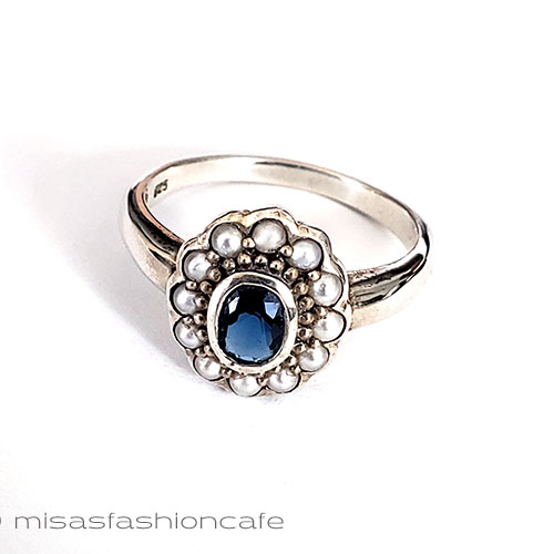 （画像用） 真珠　サファイア　指輪 スターリングシルバー銀