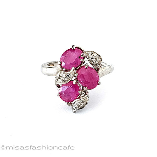 （画像用） 天然石ルビーの花リング スターリングシルバー指輪